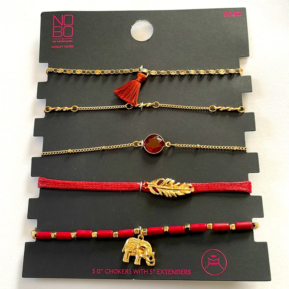 Red and gold choker necklace set